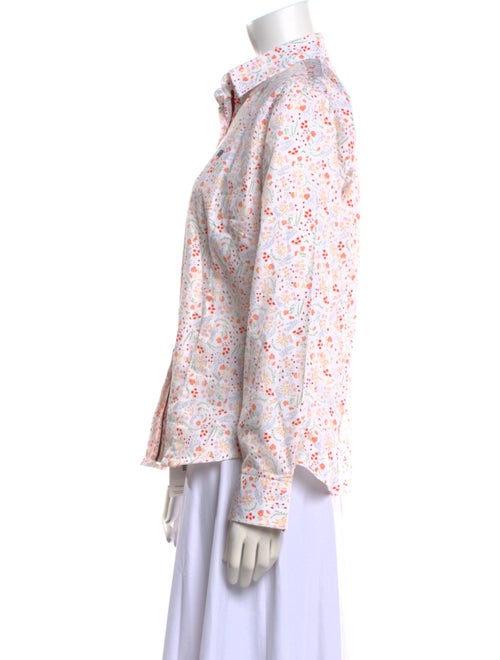 Carolina Herrera Floral Print Long Sleeve Button-Up Top