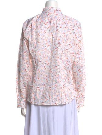 Carolina Herrera Floral Print Long Sleeve Button-Up Top