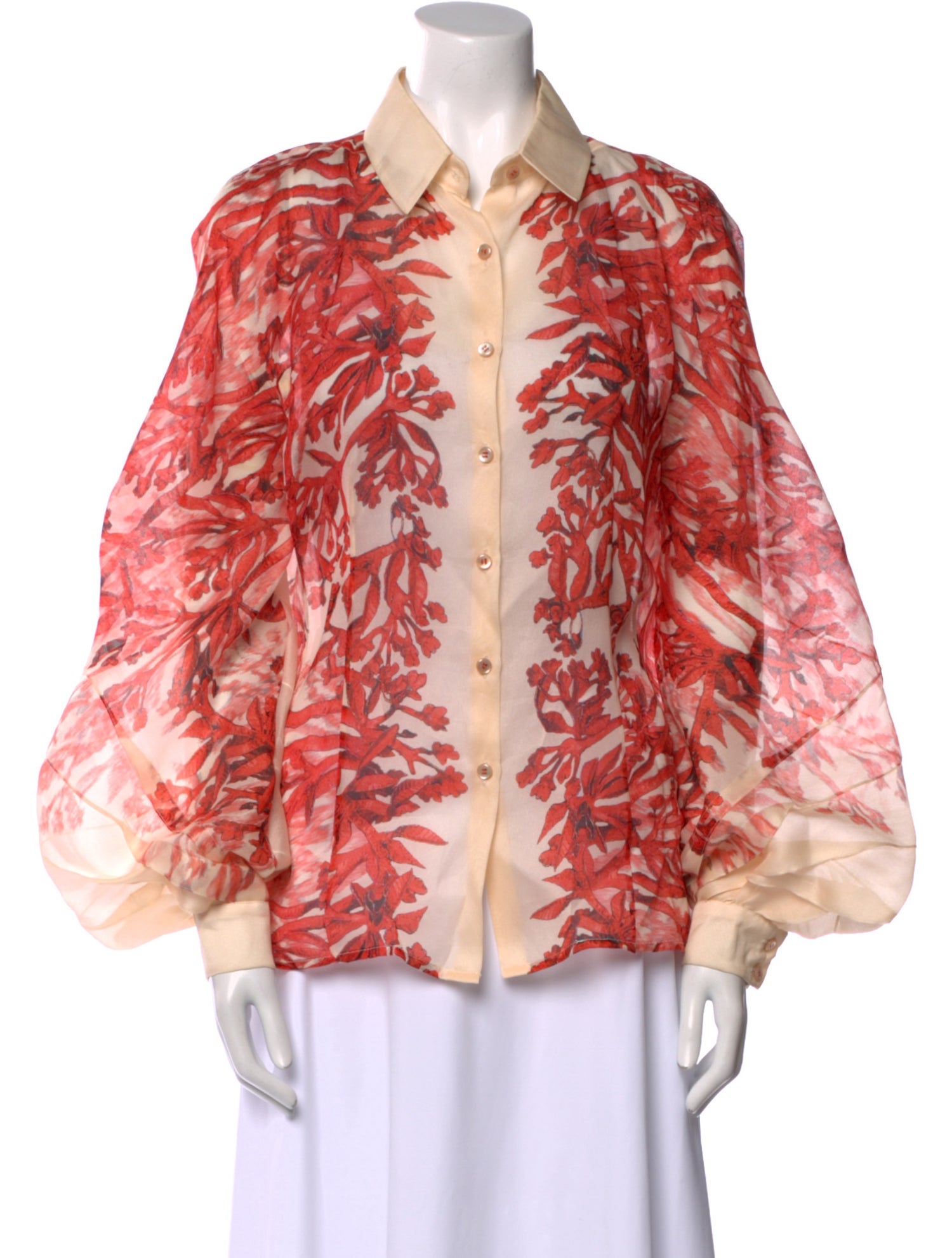 Carolina Herrera Printed Long Sleeve Button-Up Top