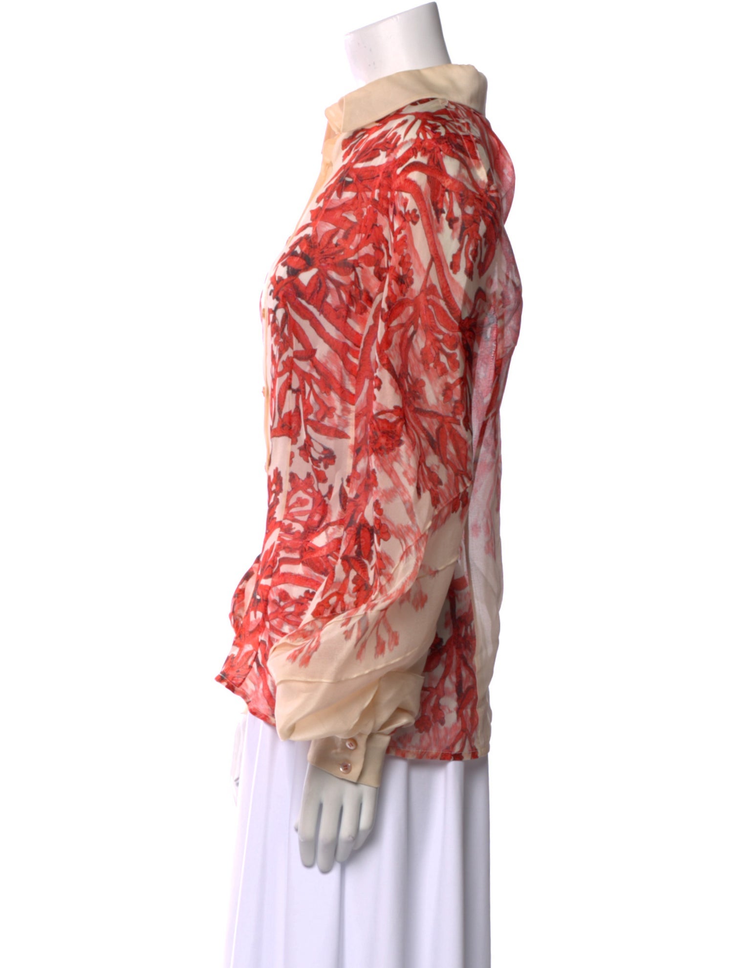 Carolina Herrera Printed Long Sleeve Button-Up Top