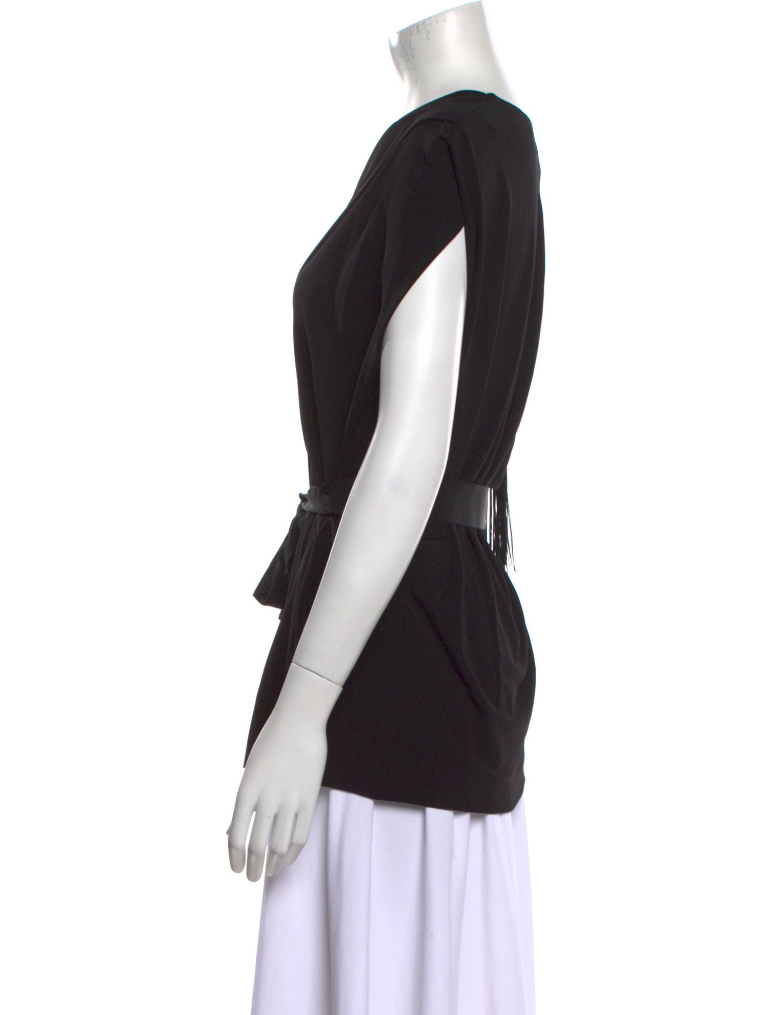 Carolina Herrera V-Neck Short Sleeve Blouse