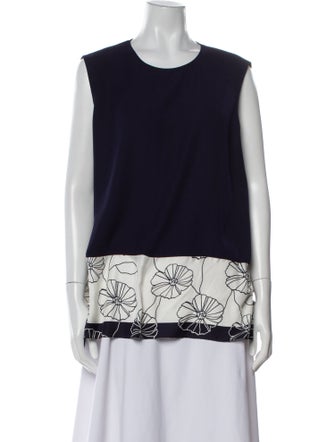 CH Carolina Herrera Printed Scoop Neck Top