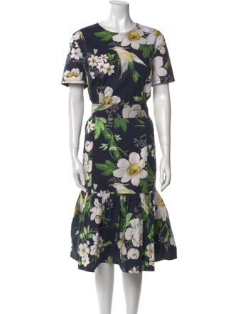 Carolina Herrera Floral Print Midi Length Dress