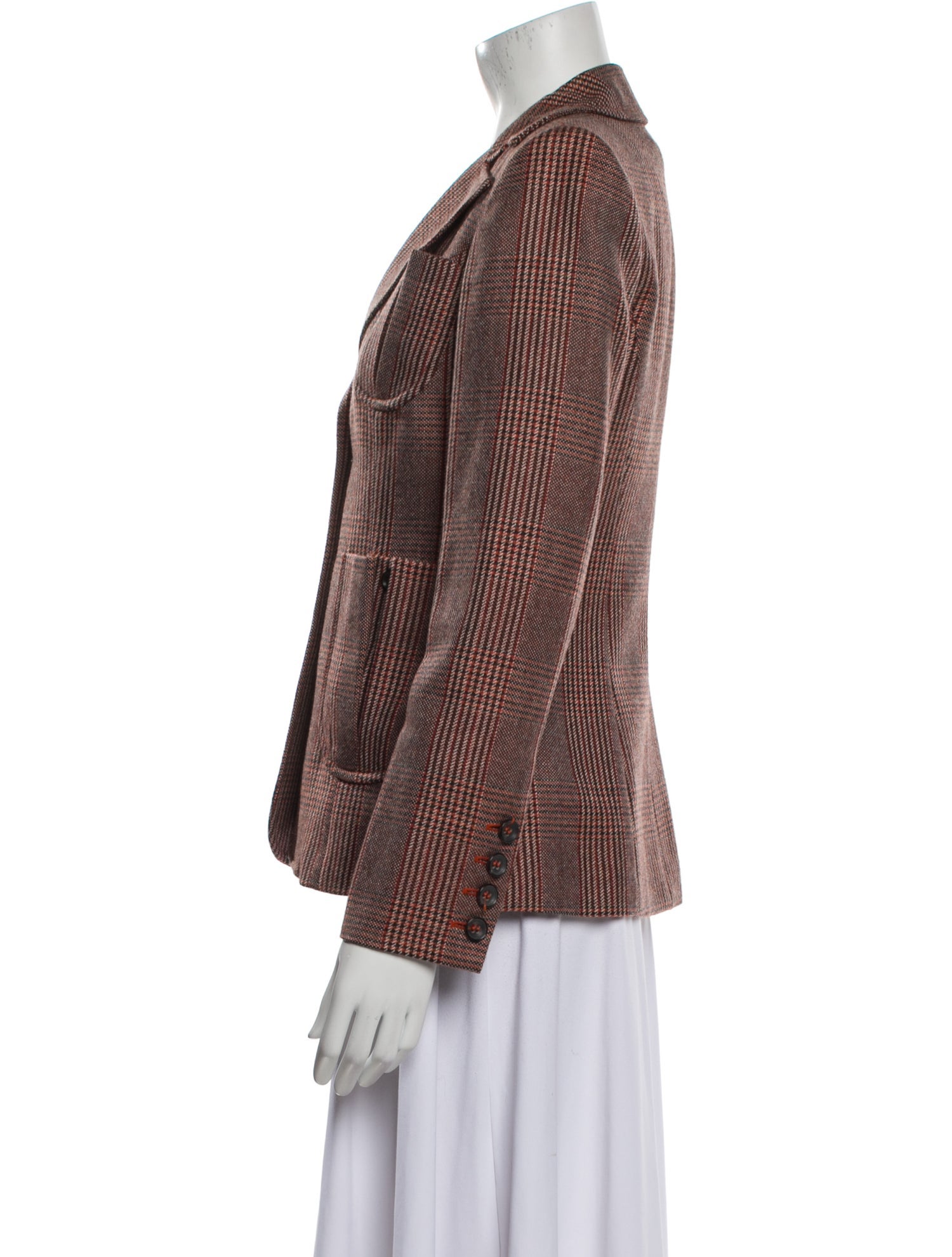 Carolina Herrera Wool Plaid Print Blazer