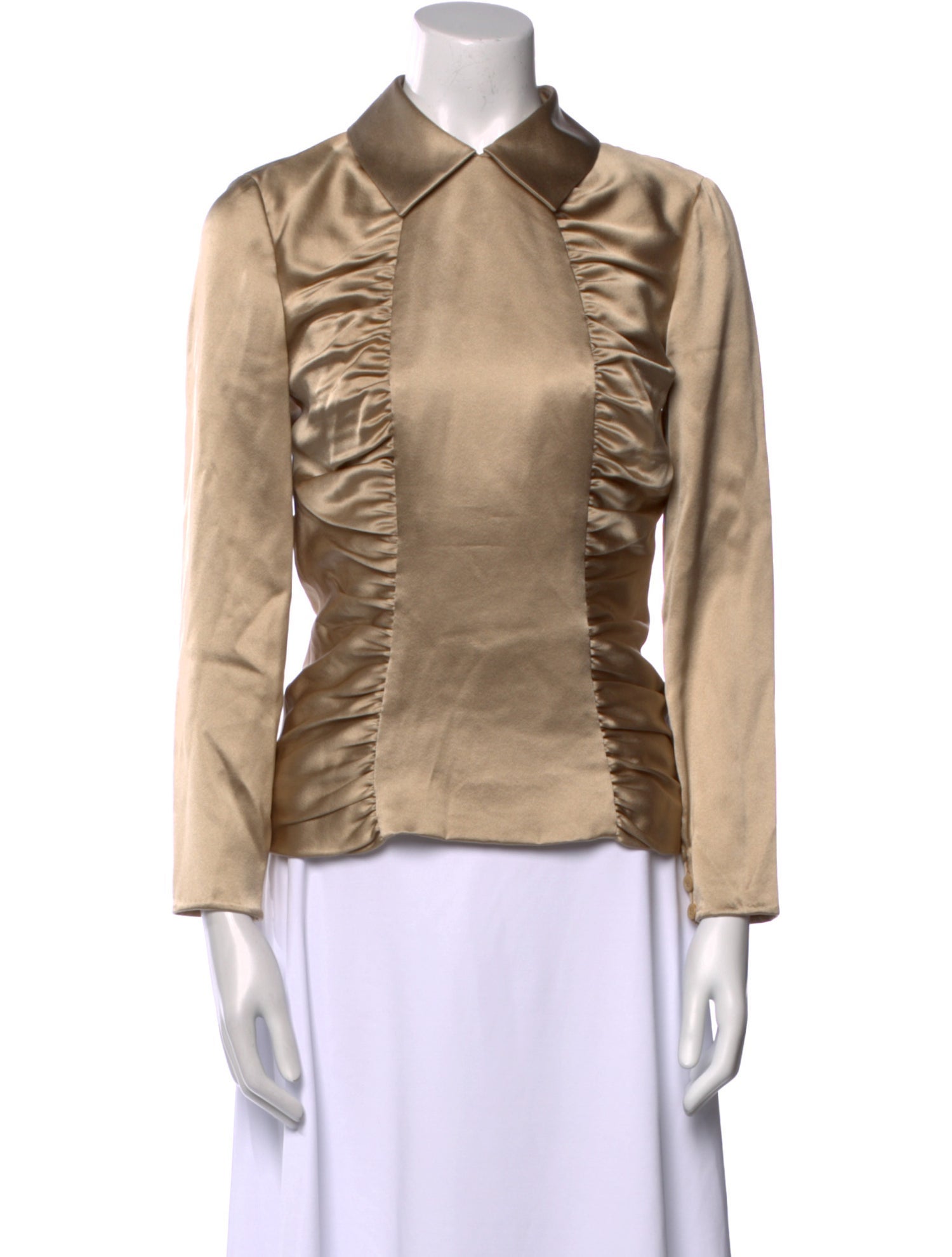 Carolina Herrera Silk Long Sleeve Button-Up Top