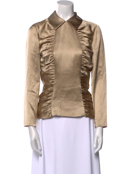 Carolina Herrera Silk Long Sleeve Button-Up Top