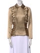 Carolina Herrera Silk Long Sleeve Button-Up Top