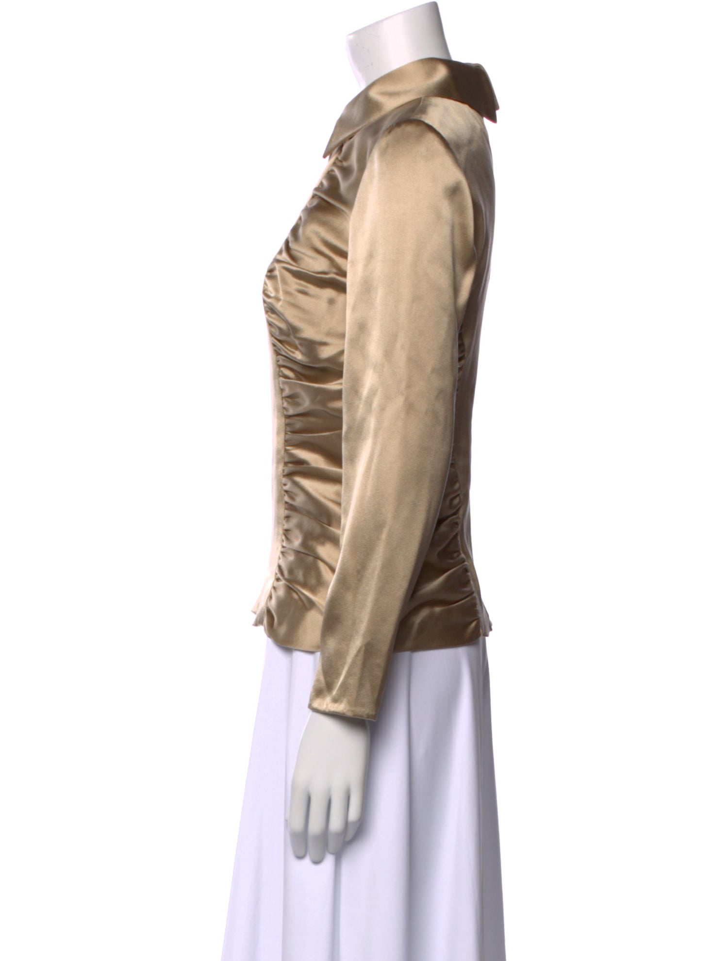 Carolina Herrera Silk Long Sleeve Button-Up Top