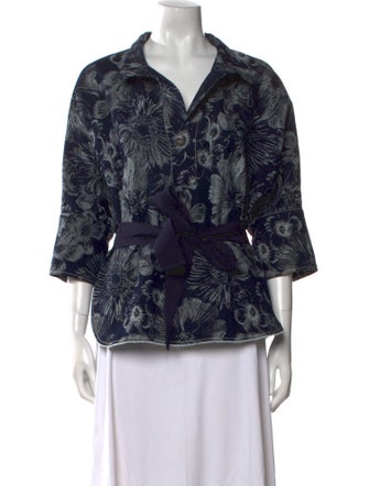 Carolina Herrera Printed V-Neck Blouse