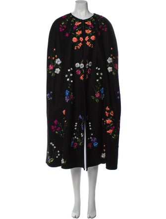 Carolina Herrera Virgin Wool Floral Print Coat