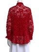Carolina Herrera Lace Pattern Long Sleeve Button-Up Top