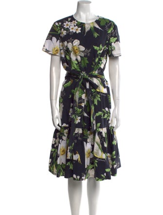 Carolina Herrera Floral Print Midi Length Dress