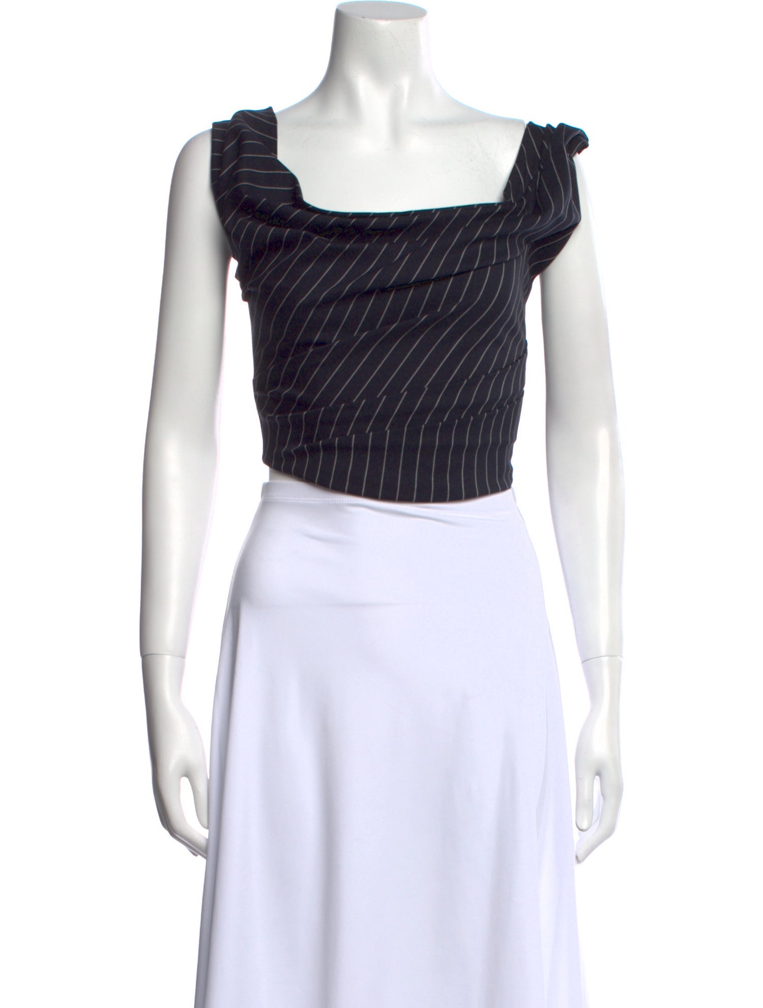 Carolina Herrera Square Neckline Short Sleeve Crop Top