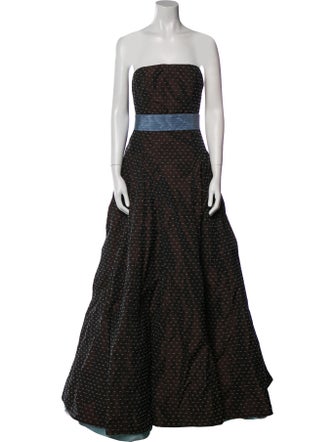 Carolina Herrera Polka Dot Print Long Dress