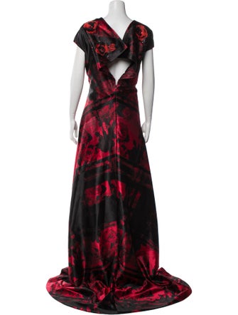 Carolina Herrera Floral Print Long Dress