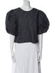 Carolina Herrera Scoop Neck Short Sleeve Crop Top