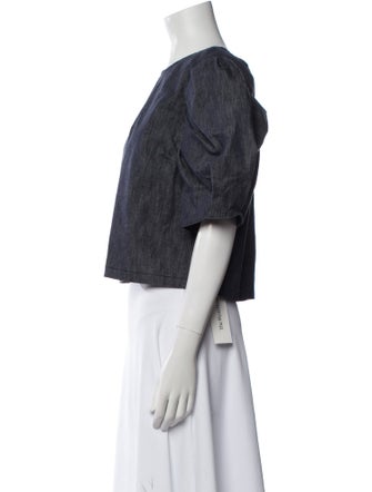 Carolina Herrera Scoop Neck Short Sleeve Crop Top