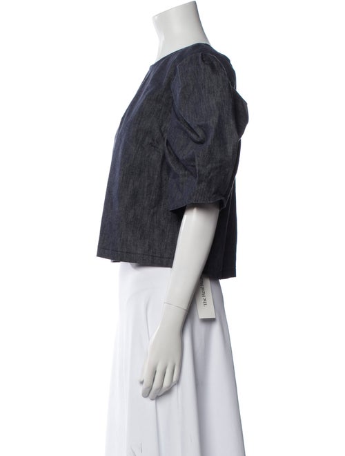 Carolina Herrera Scoop Neck Short Sleeve Crop Top