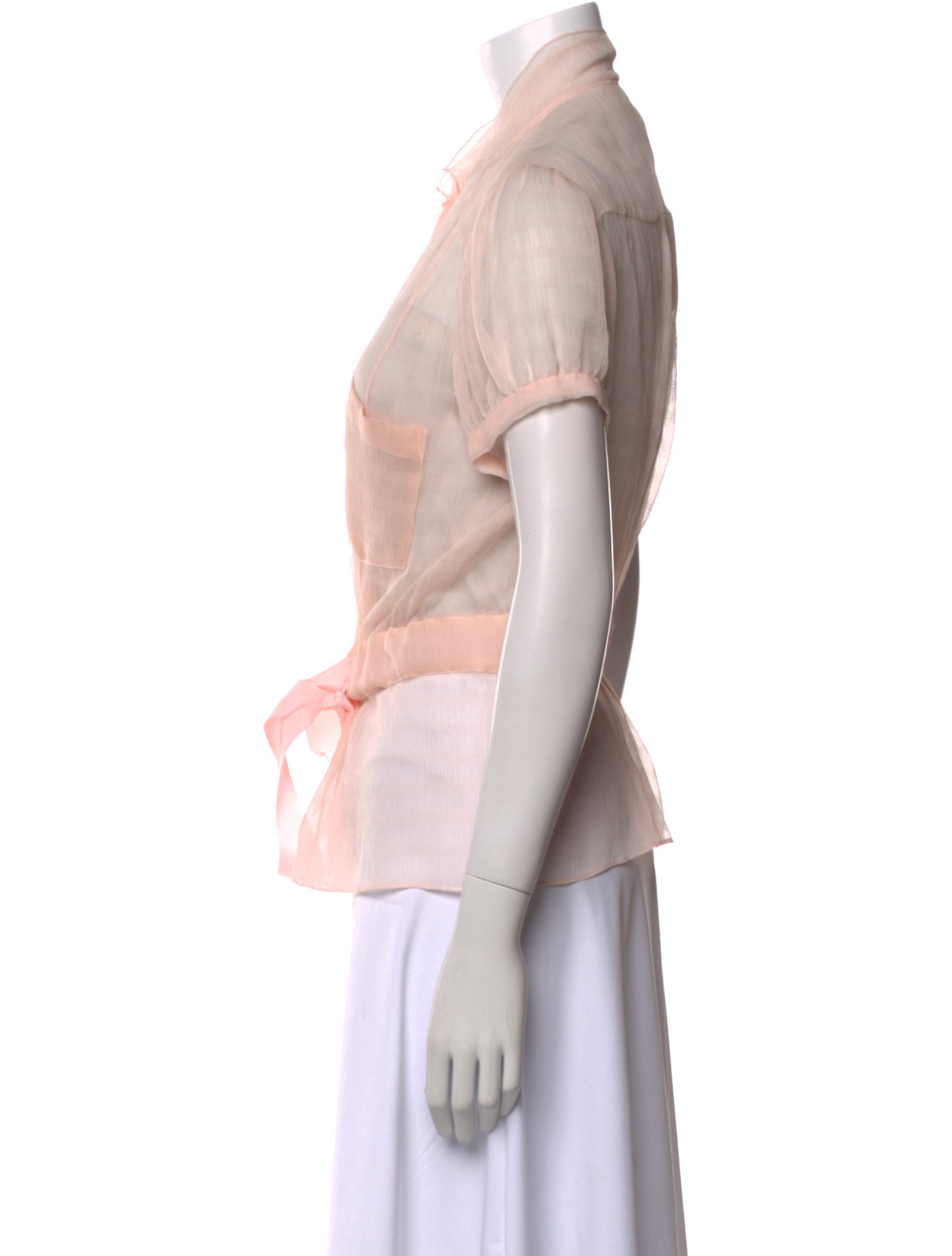 Carolina Herrera Silk Mock Neck Button-Up Top