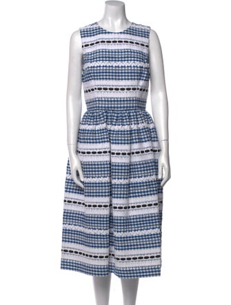 Carolina Herrera Plaid Print Midi Length Dress