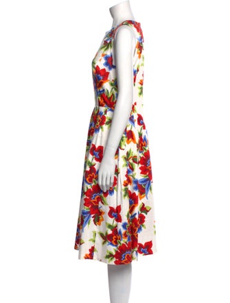 Carolina Herrera Floral Print Midi Length Dress