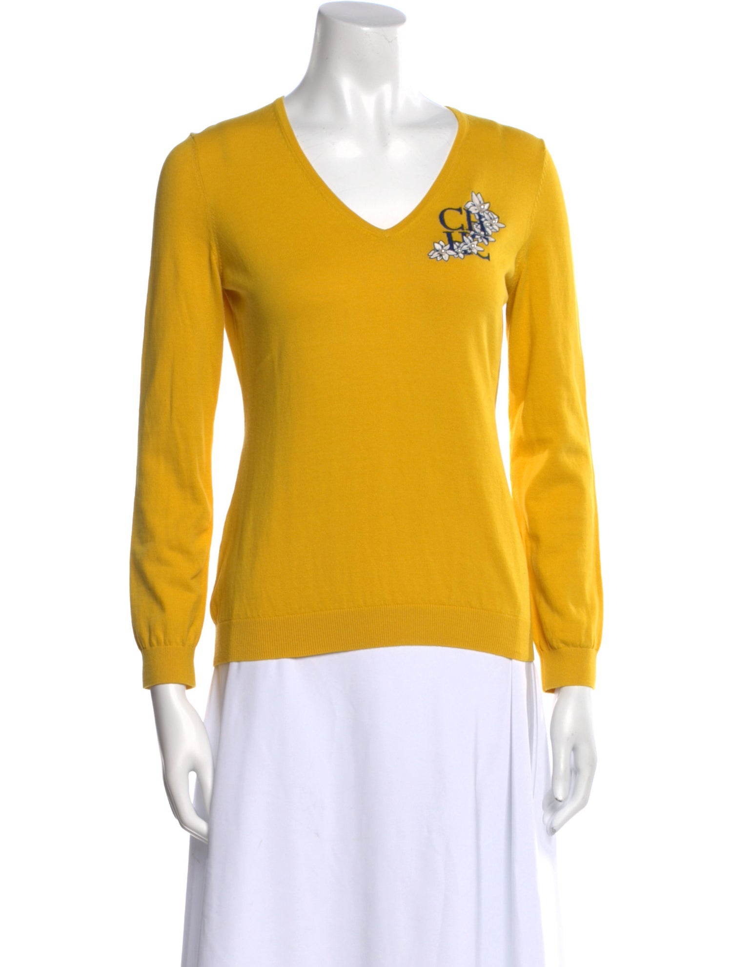 Carolina Herrera Graphic Print V-Neck Top