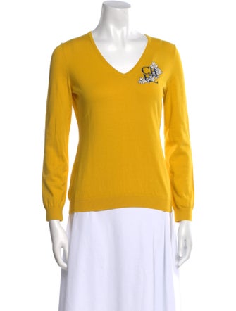 Carolina Herrera Graphic Print V-Neck Top