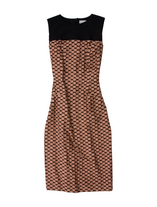 Carolina Herrera Polka Dot Print Midi Length Dress