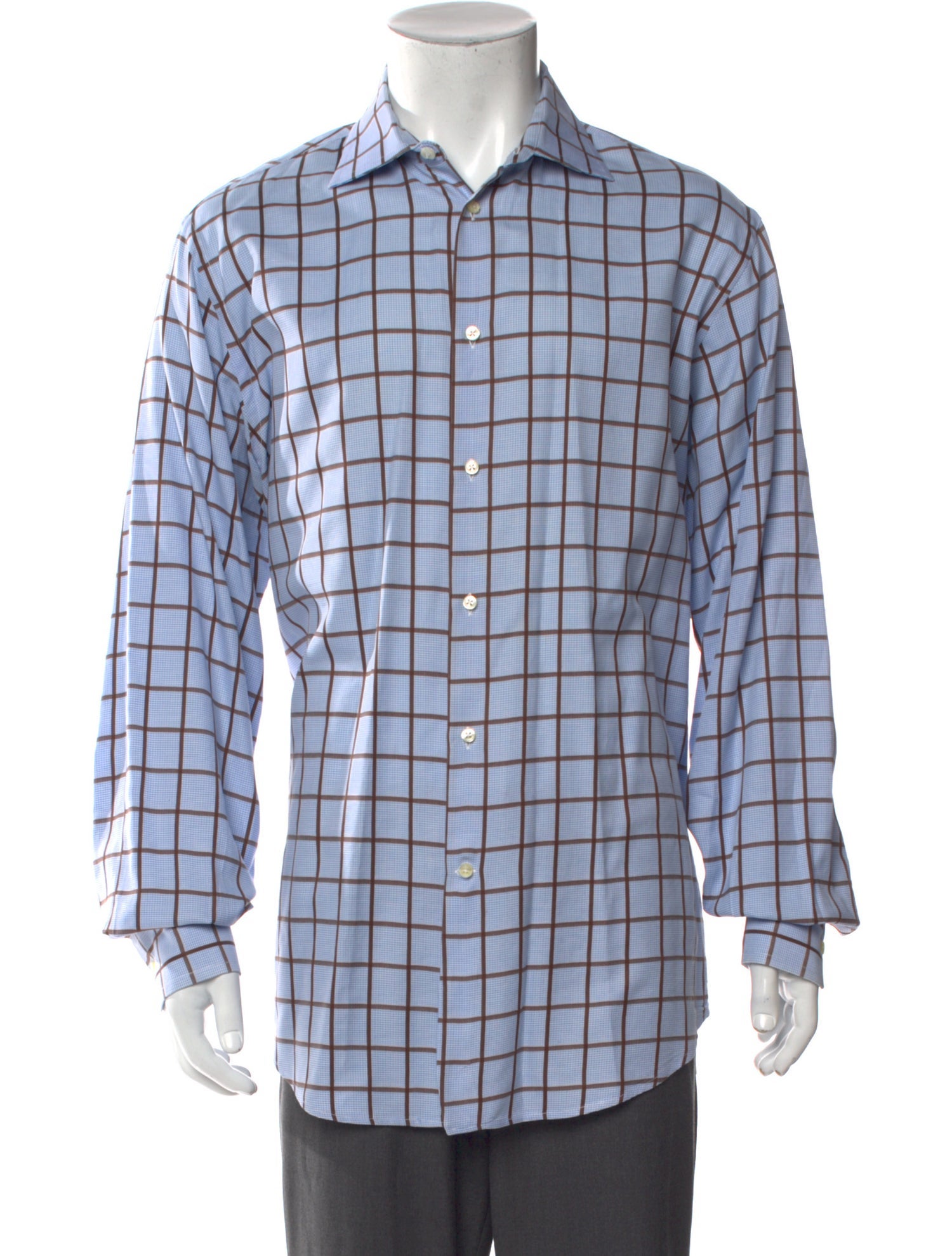 Carolina Herrera Plaid Print Long Sleeve Dress Shirt