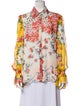 Carolina Herrera Silk Floral Print Button-Up Top