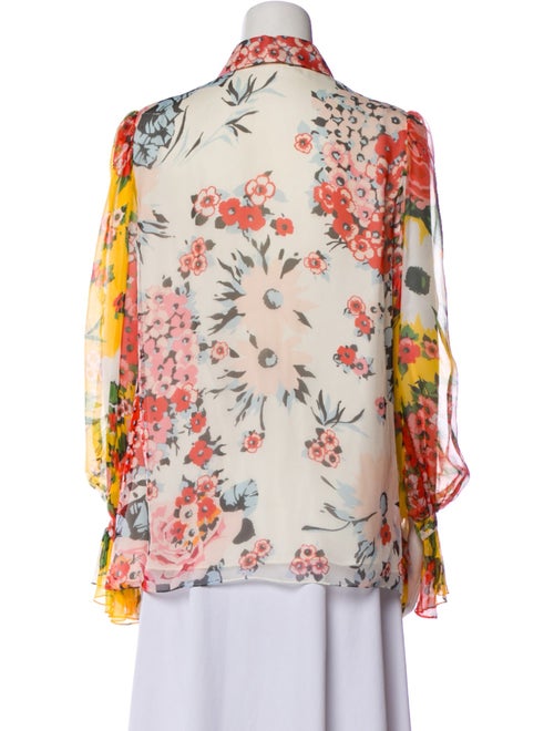 Carolina Herrera Silk Floral Print Button-Up Top