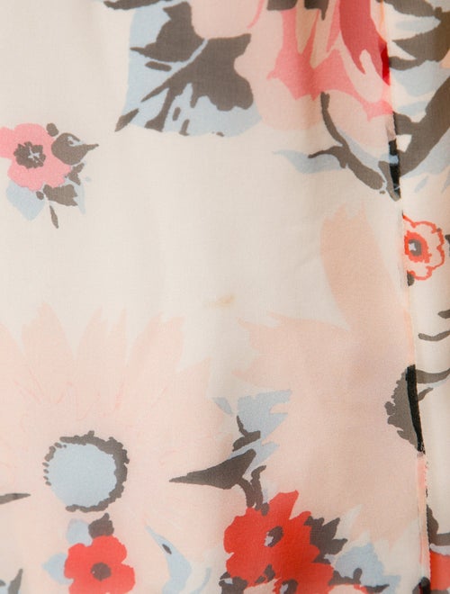 Carolina Herrera Silk Floral Print Button-Up Top