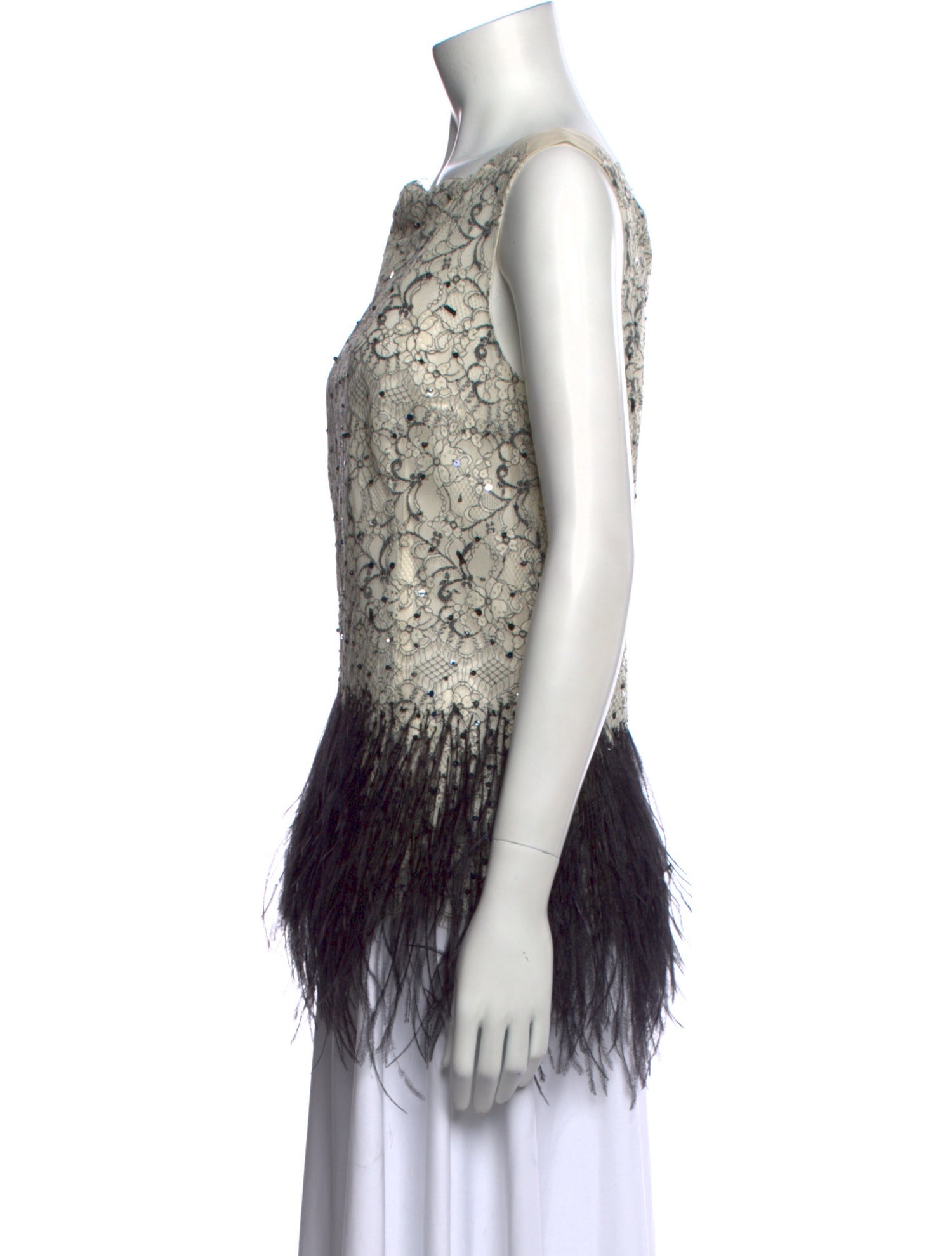 Carolina Herrera Lace Pattern Bateau Neckline Top