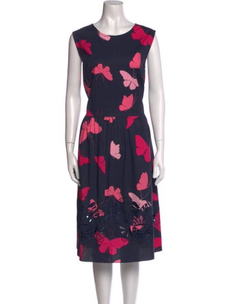 Carolina Herrera Floral Print Midi Length Dress