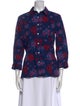 Carolina Herrera Floral Print Three-Quarter Sleeve Button-Up Top