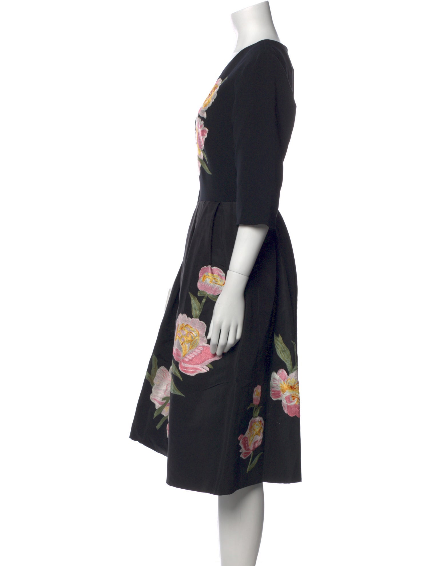 Carolina Herrera Floral Print Midi Length Dress