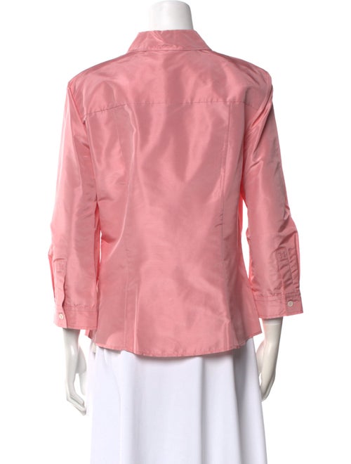 Carolina Herrera Silk Three-Quarter Sleeve Button-Up Top