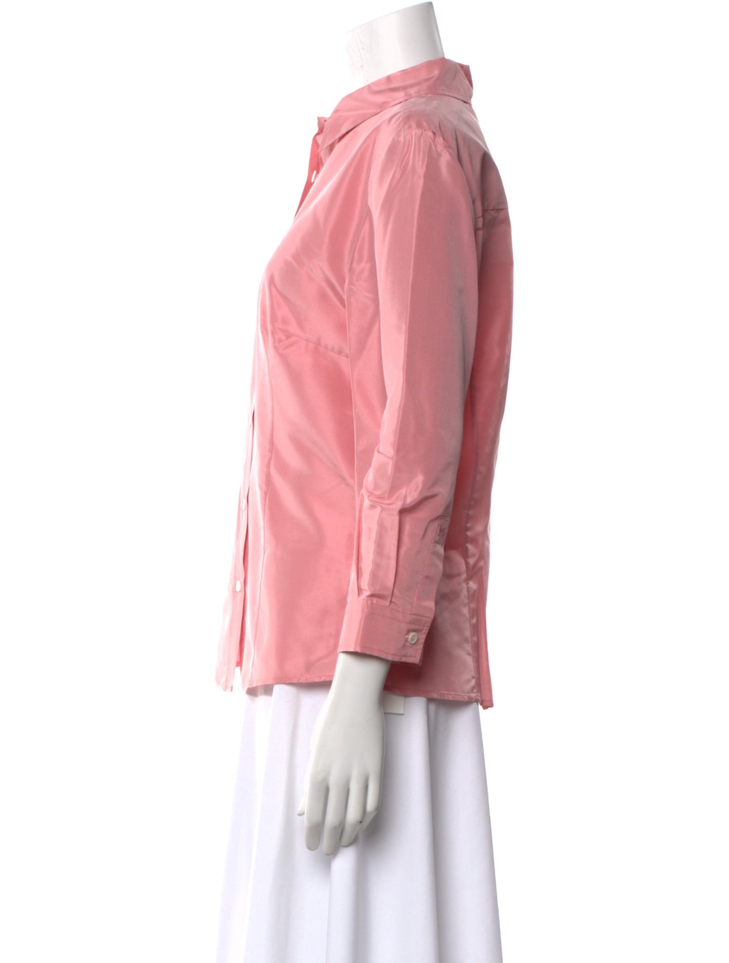 Carolina Herrera Silk Three-Quarter Sleeve Button-Up Top