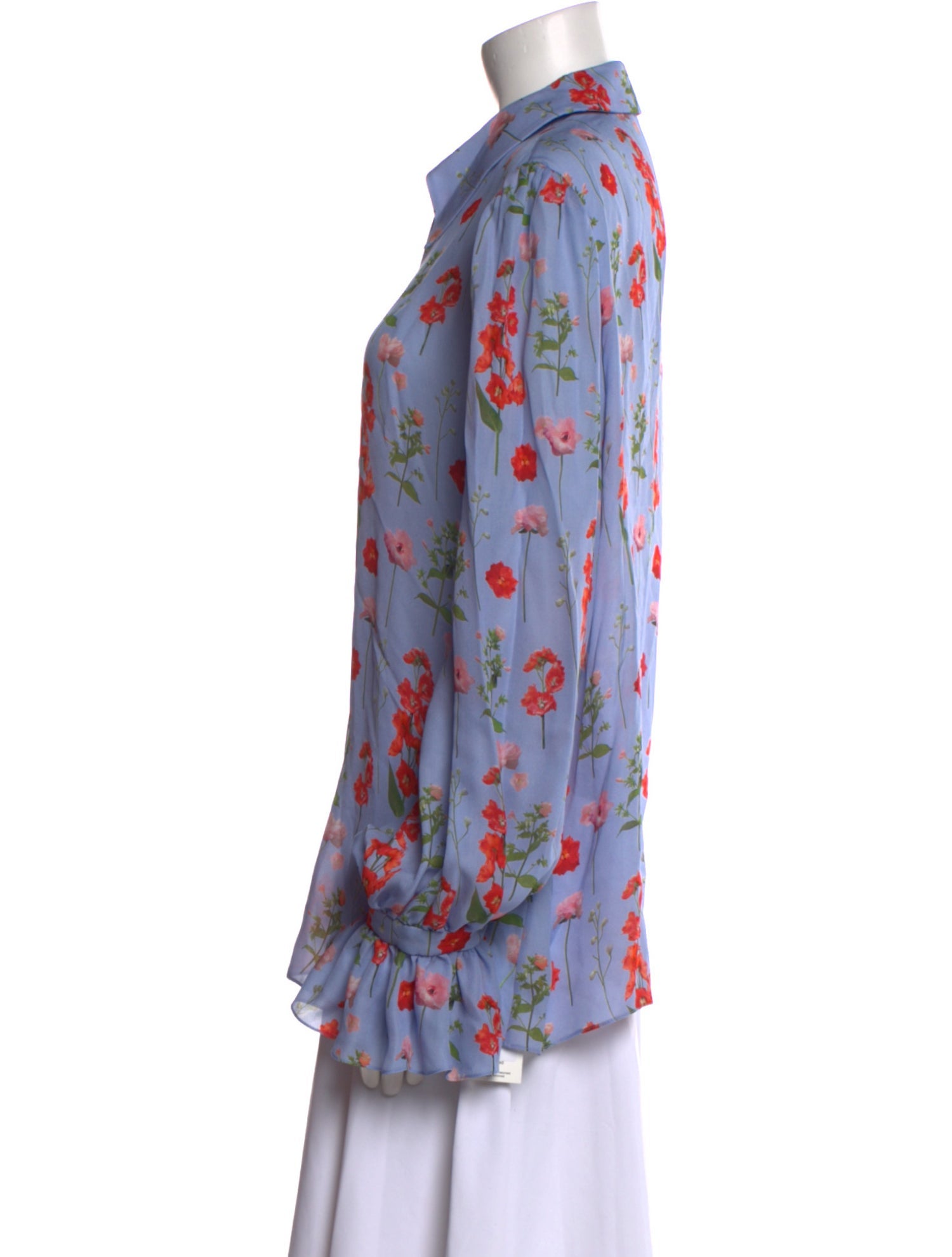 Carolina Herrera Silk Floral Print Button-Up Top