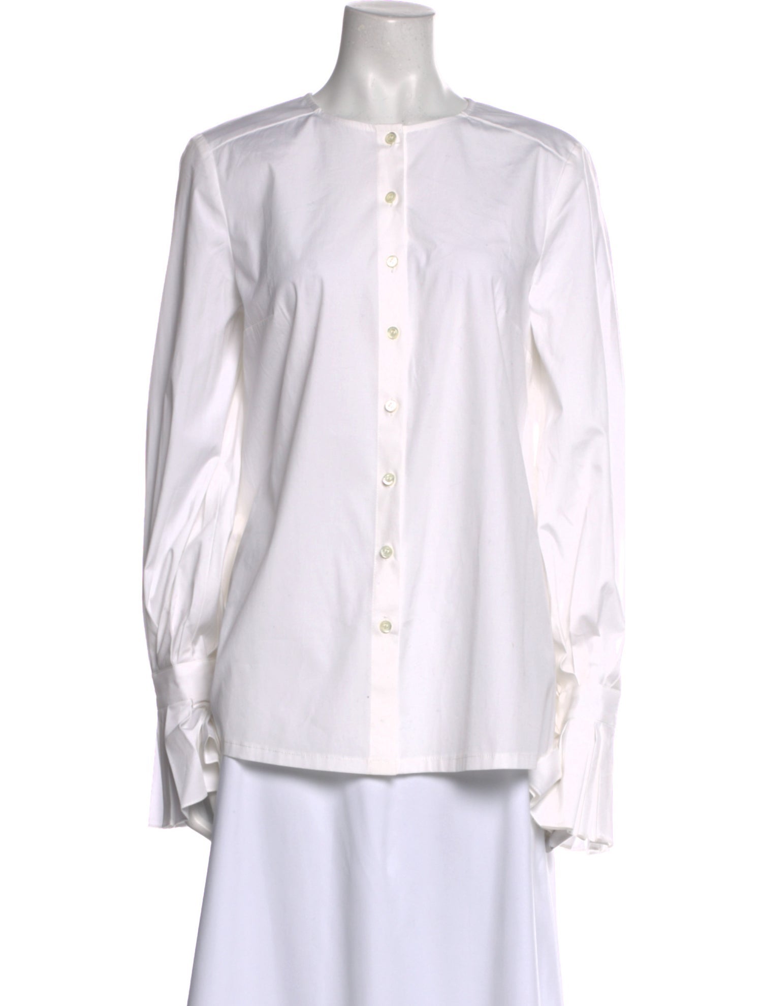 Carolina Herrera Crew Neck Long Sleeve Button-Up Top