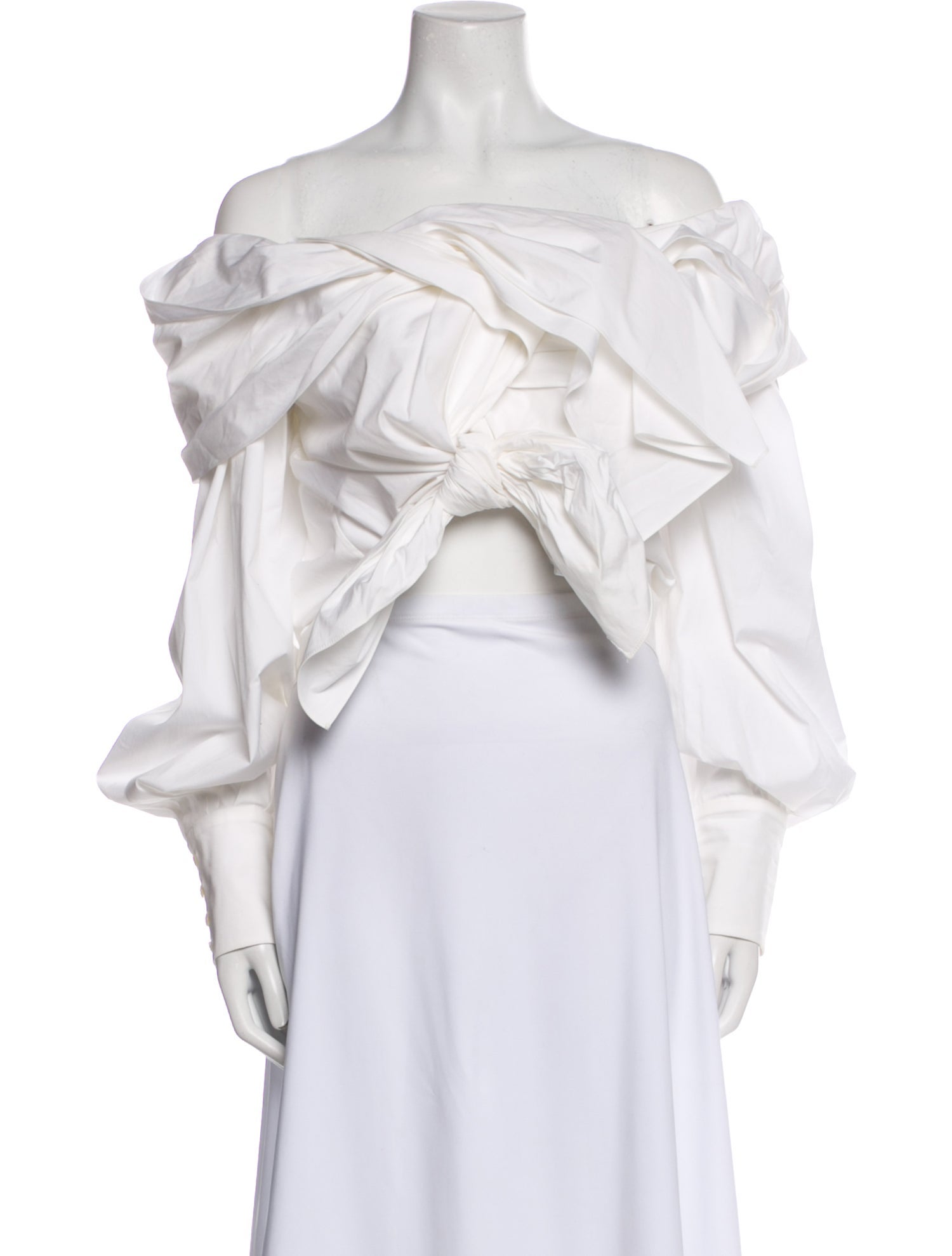 Carolina Herrera Off-The-Shoulder Three-Quarter Sleeve Crop Top