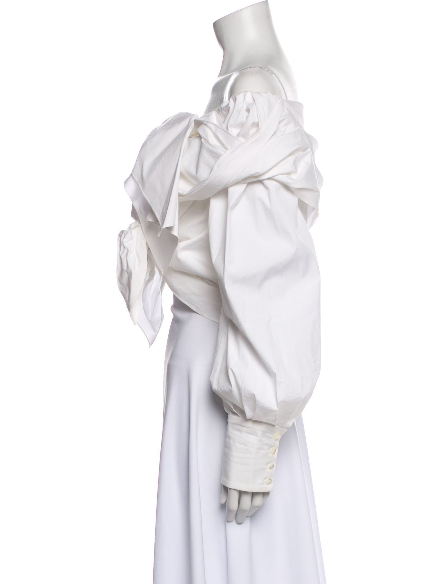 Carolina Herrera Off-The-Shoulder Three-Quarter Sleeve Crop Top