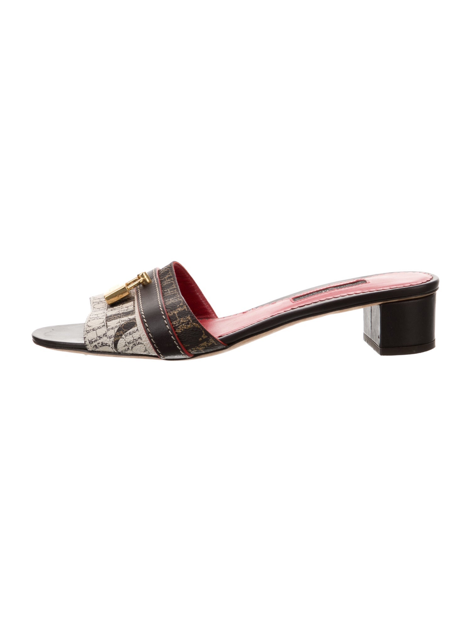 Carolina Herrera Leather Printed Slides