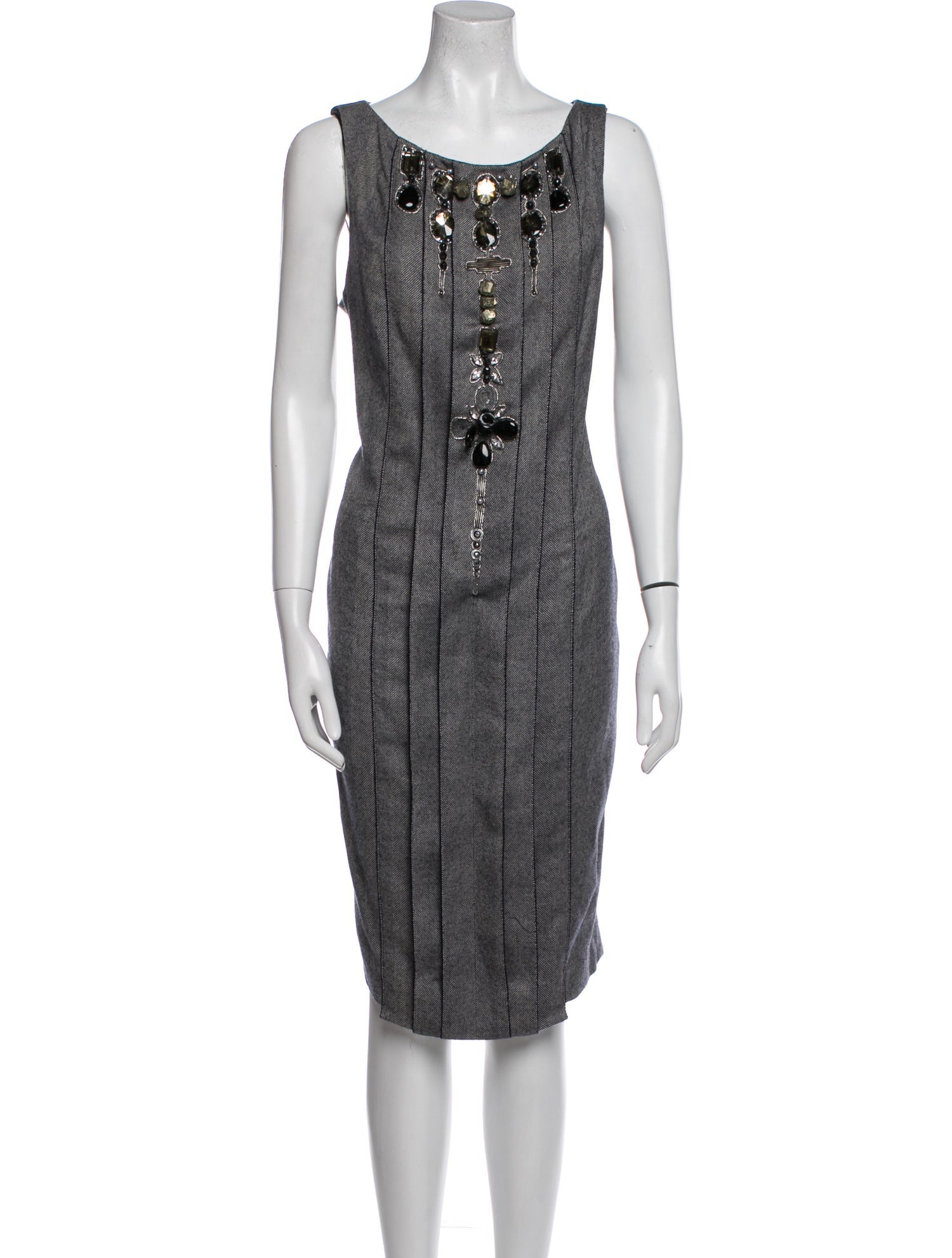 Carolina Herrera Scoop Neck Midi Length Dress