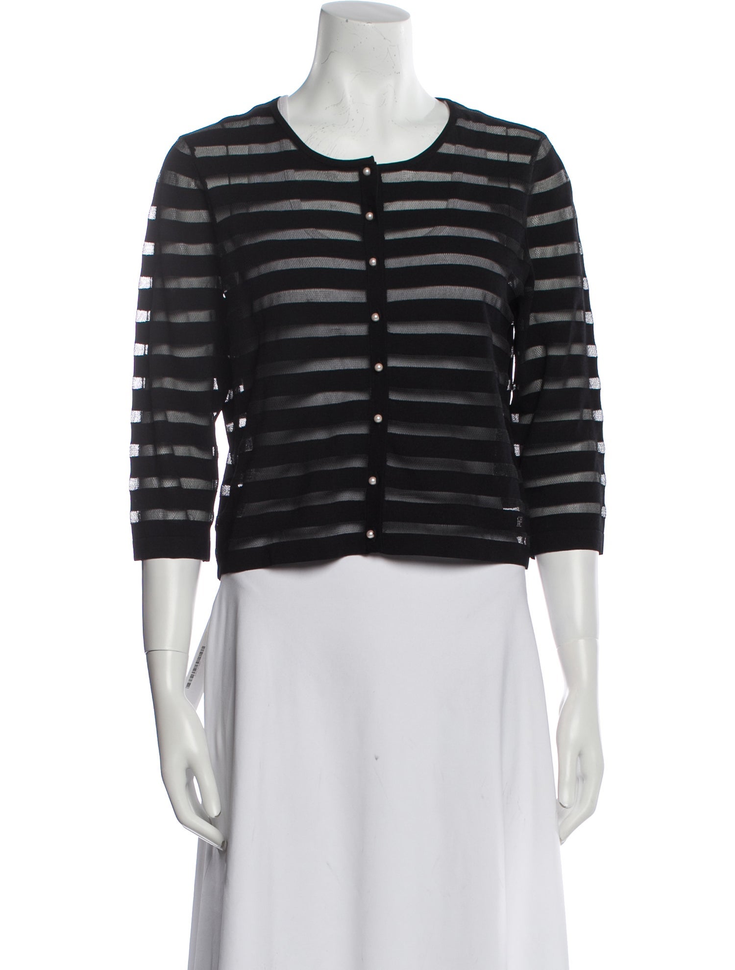 Carolina Herrera Striped Crew Neck Crop Top