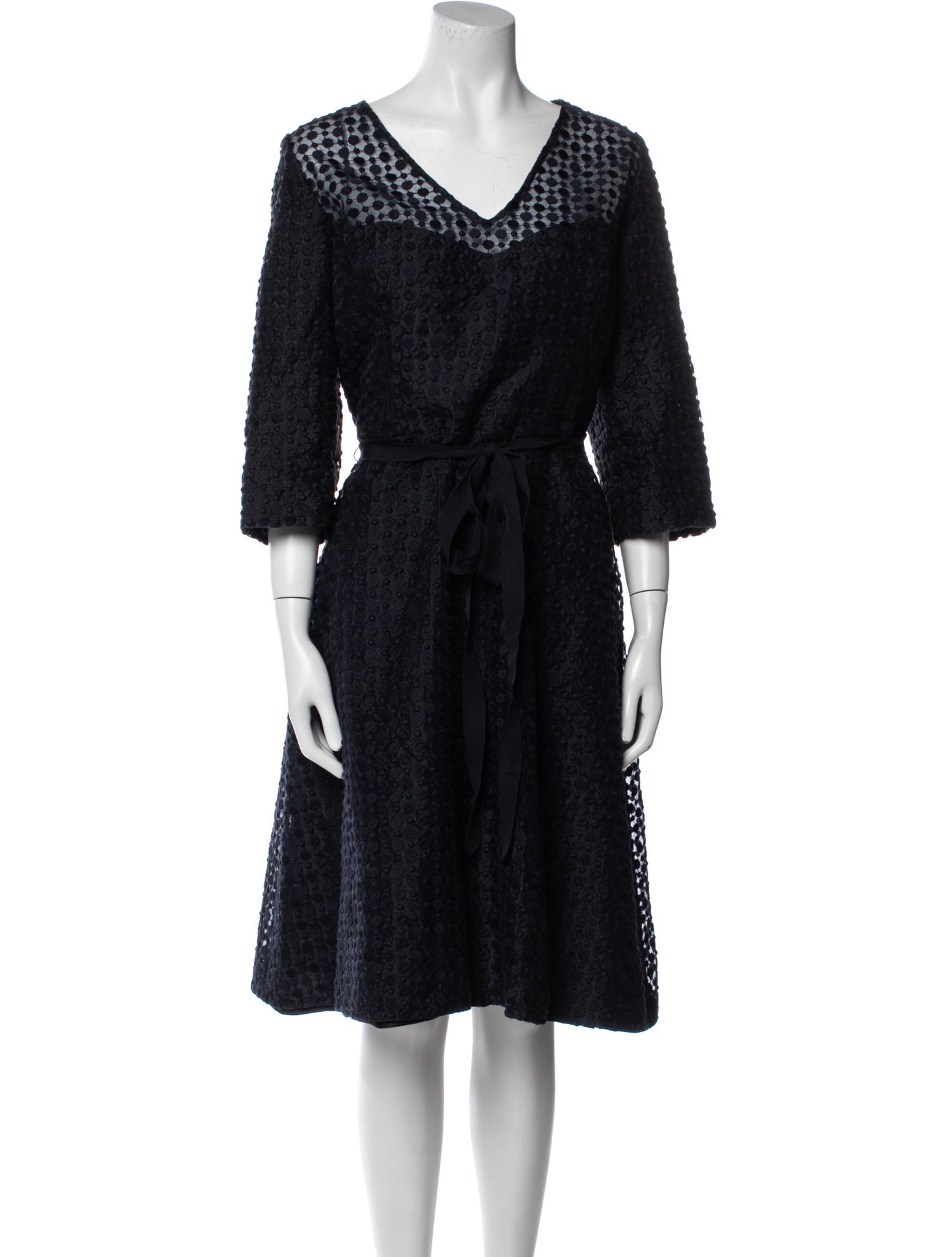 Carolina Herrera V-Neck Knee-Length Dress