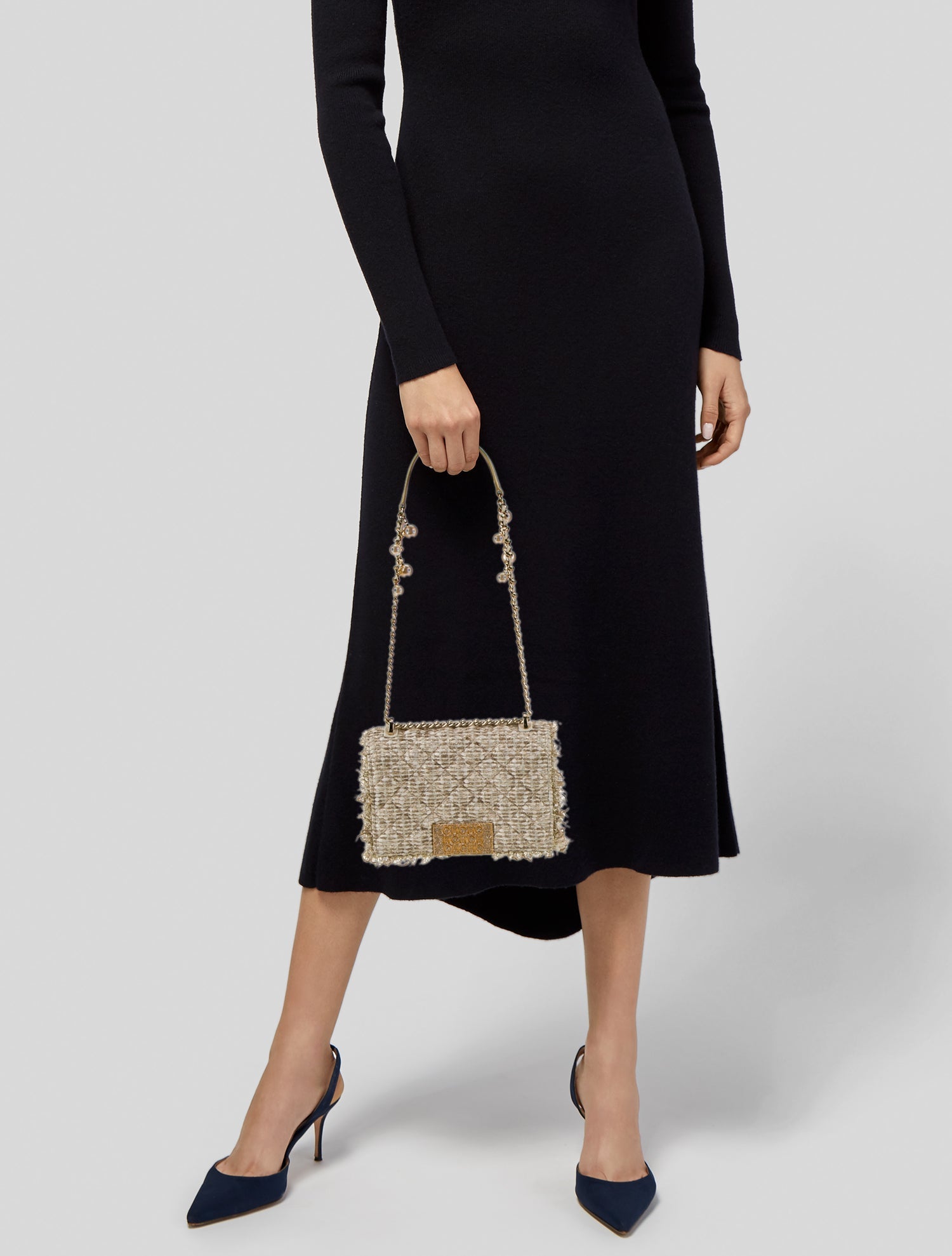 Carolina Herrera Tweed Shoulder Bag