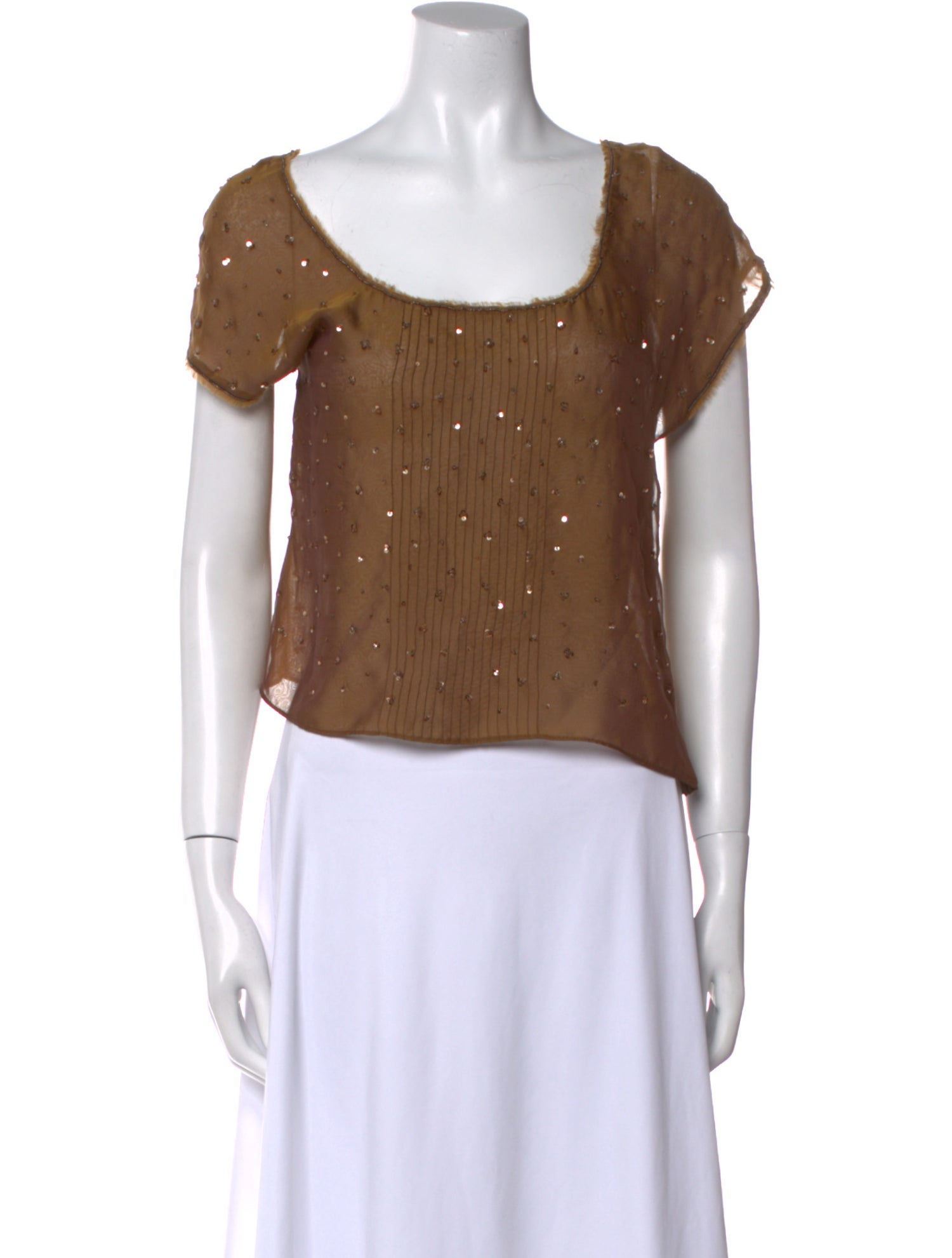 Carolina Herrera Scoop Neck Short Sleeve Crop Top