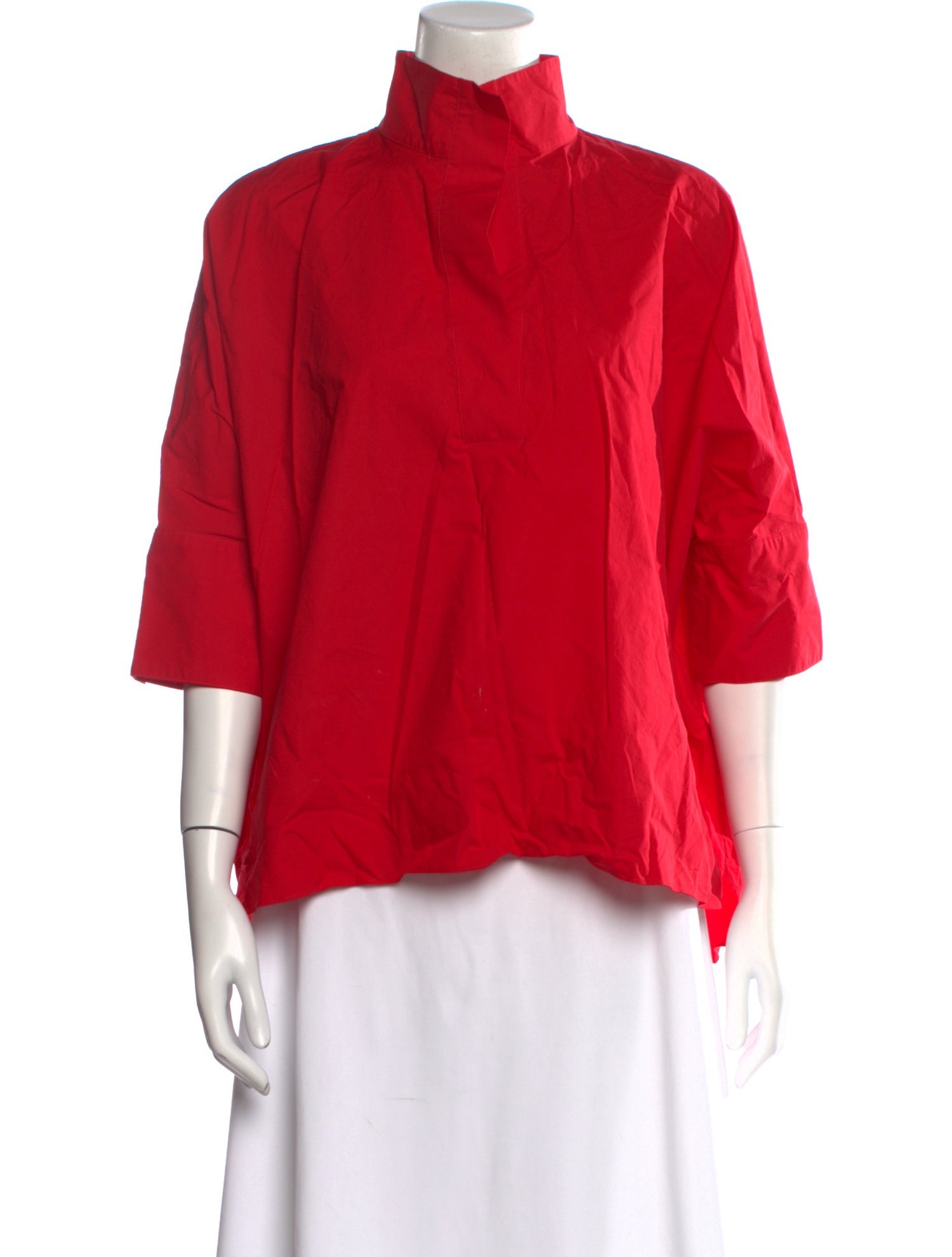 Carolina Herrera Mock Neck Three-Quarter Sleeve Blouse