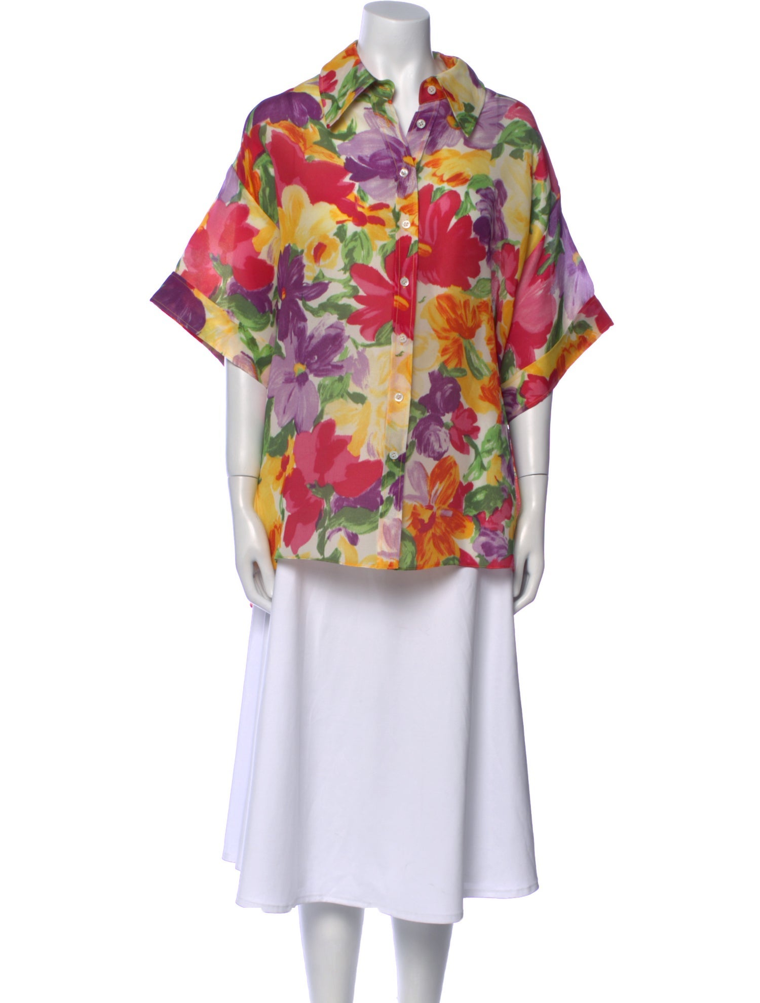 Carolina Herrera Silk Floral Print Tunic